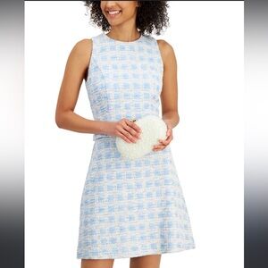 Taylor Petite Sleeveless Belted A-Line Tweed Dress